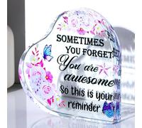 Ornalrist Sometimes You Forget You Are Awesome Inpirational Gifts for Women Glass Heart Colourful Keepsake Motivational Birthday for Friends Girls