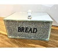 ornament bling crushed diamond gift | crystallized xxl size silver crystal mirrored bread bin container jar, kitchen bling 30cms| crushed diamond display |present, home decor