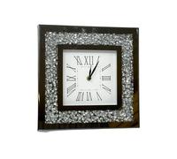 ornament bling diamond gift | crystallized loose diamante elegant crystal mirror jewel roman wall clock silent for home office living room bedroom -35x35cm | crushed diamond display