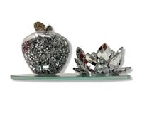 ornament bling diamond gift | crystallized stunning crystal filled apple shape tealight candle holder| crushed diamond display | wedding anniversary, birthday present, home decor