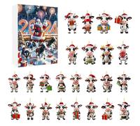 Ornament Calendar Advent,24 Days Christmas Tree Cow Ornament Calendar Advent - 2D Acrylic Holliday Pendants for Teachers Community Members Family Bonding Classroom Teens School Events
