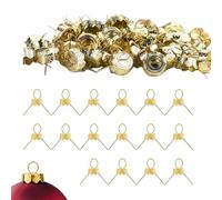Ornament Caps 100Pcs Secure Metal Christmas Ornament Hooks Replacement Hangers for Christmas Tree Baubles, Glass, Ceramic or Porcelain Decoration, 20mm, Golden