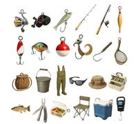 Ornament Christmas Advent 2025,Fishing Gear Shaped 2D Acrylic Pendant Decor - 24 Days Pendant Countdown Calendar | for Home Car Rearview Mirror Wall Window Door Family Vacation Holiday Party Favors