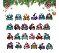Ornament Countdown Calendar - 2025 Merry Christmas Car Advent 2d Pendant 24 Days | Festive Charm Countdown Calendar for Yard Party Window Mantle Bedroom Tree Office Door Indoor