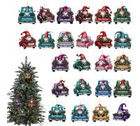 Ornament Countdown Calendar | 24 Days Christmas Advent 2d Santa Car Ornament 2025 - Festive Charm Countdown Calendar for Yard Party Window Mantle Bedroom Tree Office Door Indoor
