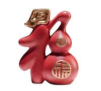 Ornament Crafts Antique Collection Antique Town House Gourd Ornaments Fu Character Gourd Crafts Living Room Entrance TV Cabinet, Wine Cabinet Decoration(Red,Not base)