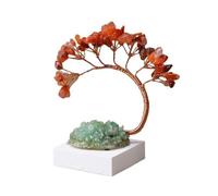 Ornament Crystal Tree Natural Reiki Crystals and Healing Stones, Gem Beads Chakra,Office Desk Decor Spiritual Ornament Money Tree(Red)