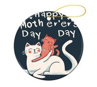 Ornament Cute Cats Happy Mother‘S Day Cute Cat Ornaments Ceramic Christmas Pendant For Home Family Indoor