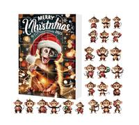 Ornament Monkey Acrylic 24 Pieces Decorations Countdown Christmas 2D Style Decorations for Birthday Party Thanksgiving Home Office