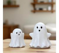 Ornament Set with Topper Ornaments Halloween Home Bedroom Desktop Decoration Ceramic Crafts Garden Gnome Decorations (White, 7. 2x8cm)