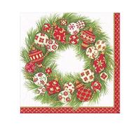 Ornament Wreath by Janine Moore Christmas Caspari Paper Luncheon Napkin 20 in Pack 33cm Square