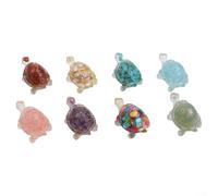 Ornamental 8 Piece Resin Turtle Set with For Crystal Themed Appeal for Home Garden Workspace or Personal Retreat Area