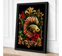 Ornamental Betta Art Deco Canvas Wall Art Print 18x12 Inch