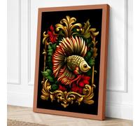 Ornamental Betta Art Deco Canvas Wall Art Print 24x16 Inch (61 x 41 cm)