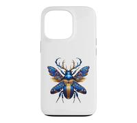 Ornamental Blue Stag Beetle Nature Design Case for iPhone 13 Pro