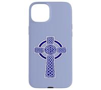 Ornamental Celtic High Cross Decorative Knotwork Blue Case for iPhone 15 Plus