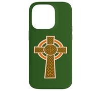 Ornamental Celtic High Cross Decorative Knotwork Orange Case for iPhone 14 Pro