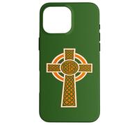 Ornamental Celtic High Cross Decorative Knotwork Orange Case for iPhone 16 Pro Max