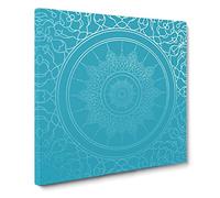 Ornamental Circles in Blue Twilight Canvas Print | Gallery Wrapped 30mm Frame Wall Art | 20x20 inches | Ready to Hang | Modern Picture | Living Room Bedroom Lounge Office