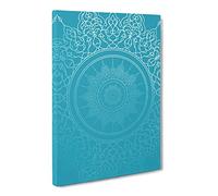 Ornamental Circles In Blue Twilight Canvas Print | Gallery Wrapped 30mm Frame Wall Art | 24x16 inches | Ready to Hang | Modern Picture | Living Room Bedroom Lounge Office
