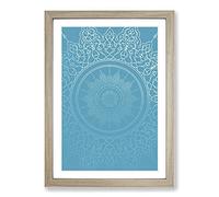 Ornamental Circles in Blue Twilight Framed Print | A2 Oak Framed Wall Art | Ready to Hang | Modern Nature Picture | Living Room Bedroom Lounge Office