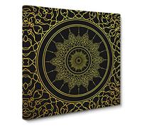 Ornamental Circles in Gold Canvas Print | Gallery Wrapped 30mm Frame Wall Art | 14x14 inches | Ready to Hang | Modern Picture | Living Room Bedroom Lounge Office