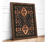 Ornamental Diamond Lattice Art Deco Framed Wall Art Print A1 (84.1×59.4cm) Walnut, Wall Decor for Living Room, Bedroom, Office & Home, Ready to Hang, Art Gift