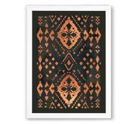 Ornamental Diamond Lattice Art Deco Framed Wall Art Print A1 (84.1×59.4cm) White, Wall Decor for Living Room, Bedroom, Office & Home, Ready to Hang, Art Gift