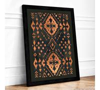 Ornamental Diamond Lattice Art Deco Framed Wall Art Print A2 Black | Ready to Hang, Premium Gi Paper, Fade-Resistant Inks, Securely Packaged, UK Made