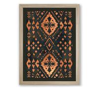 Ornamental Diamond Lattice Art Deco Framed Wall Art Print A3 (42×29.7cm) Oak, Wall Decor for Living Room, Bedroom, Office & Home, Ready to Hang, Art Gift