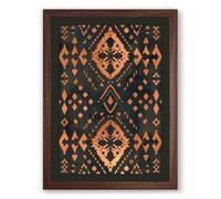 Ornamental Diamond Lattice Art Deco Framed Wall Art Print A4 (29.7×21cm) Walnut, Wall Decor for Living Room, Bedroom, Office & Home, Ready to Hang, Art Gift