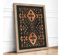 Ornamental Diamond Lattice Art Deco Framed Wall Art Print A4 Oak | Ready to Hang, Premium Gi Paper, Fade-Resistant Inks, Securely Packaged, UK Made