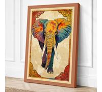 Ornamental Elephant Facing Canvas Wall Art Print 30x20 Inch