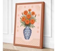 Ornamental Floral Still Life Canvas Wall Art Print 24x16 Inch