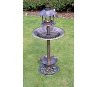 Ornamental Free Standing, Weather Resistant, Pedestal style, Easy Assemble Bird Bath Feeder with Solar Powered Light St Helens Bronze One Size
