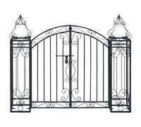 vidaXL Ornamental Garden Gate Wrought Iron 122X20.5X100cm, Black
