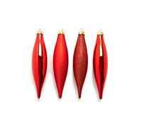 Ornamental Glass Olives, 4 Assorted, Red