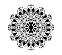 Ornamental Mandala Pattern with Arabesque Arabic Islamic East Style and Indian Motifs Great Wall Decals 42x42cm Art Mural Painting Black