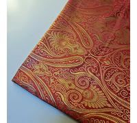 Ornamental Paisley Gold Metallic Print Indian Banarasi Brocade/Poly Silk Satin Premium Quality Dress Craft Fabric Material 44" - 112cm Wide Sold As 1 Meter Pre - Cut Lengths (Design 37)