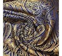 Ornamental Paisley Gold Metallic Print Indian Banarasi Brocade/Poly Silk Satin Premium Quality Dress Craft Fabric Material 44" - 112cm Wide Sold As 1 Meter Pre - Cut Lengths (Design 9)