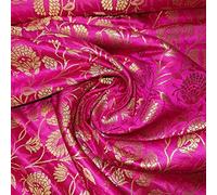 Ornamental Paisley Gold Metallic Print Indian Banarasi Brocade/Poly Silk Satin Premium Quality Dress Craft Fabric Material 44" - 112cm Wide Sold As 1 Meter Pre - Cut Lengths (Design 35)