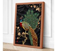 Ornamental Peacock Display Canvas Wall Art Print 30x20 Inch (76 x 51 cm)