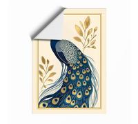 Ornamental Peacock Japandi Unframed Wall Art Print A4 (29.7×21cm), Wall Decor for Living Room, Bedroom, Office & Home, Art Gift