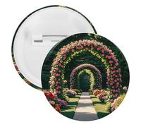 Ornamental Plant Flower Arch Badge Metal Round Pins, Lightweight Brooch for Backpack, Fashion Button Pins Badge for Shirts, Jackets, Shawl Coat, Unisex, 5PCS, Tinplate, metal round pins