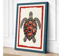 Ornamental Sea Turtle Coastal Canvas Wall Art Print 24x16 Inch