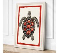 Ornamental Sea Turtle Coastal Canvas Wall Art Print 30x20 Inch