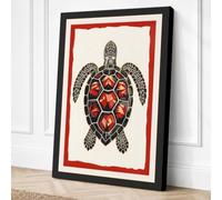 Ornamental Sea Turtle Coastal Canvas Wall Art Print 36x24 Inch