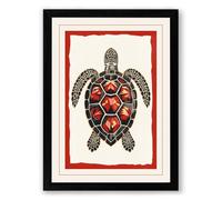 Ornamental Sea Turtle Coastal Framed Wall Art Print A1 (84.1×59.4cm) Black, Wall Decor for Living Room, Bedroom, Office & Home, Ready to Hang, Art Gift
