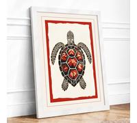 Ornamental Sea Turtle Coastal Framed Wall Art Print A2 White