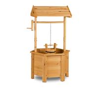 Ornamental well decorative garden fountain natural wood hexagonal shape